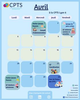 📅 Le calendrier d’avril de la CPTS Lyon 6 est arrivé …