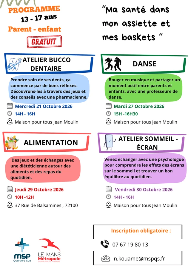 🍎👟 Ma santé dans mon assiette et mes baskets : le programme des vacances de la Toussaint pour les enfants de 13 -17 ans.