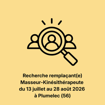 Recherche remplaçant(e) kiné Plumelec - 13/07 au 28/08/2026