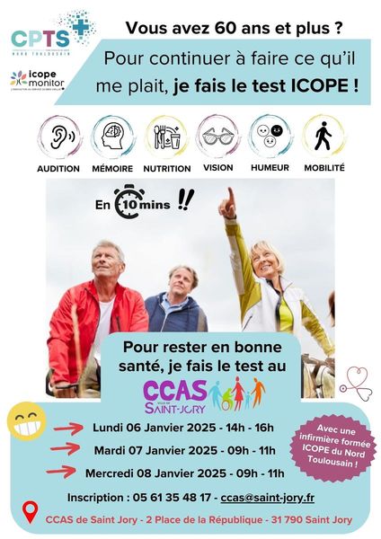 🏃🏽‍➡️ Faites le test ICOPE au CCAS de Saint Jory !